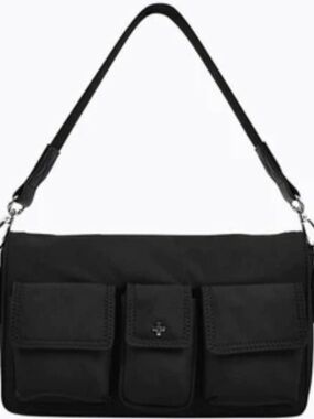 Peta + Jain Black Shoulder Crossbody Clutch Hand Bag with Triple Front Pockets